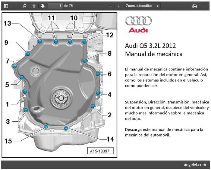 Manual de mecánica automotriz Audi Q5 3.2L 2012