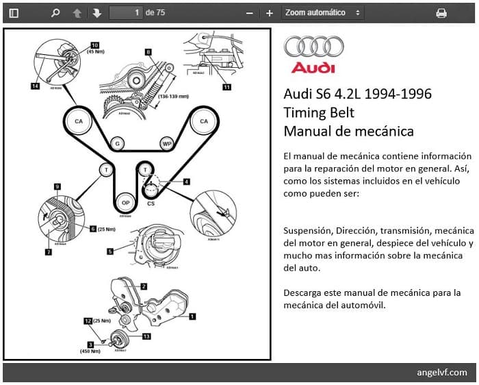 Manual de mecánica Audi S6 4.2L 1994-1996