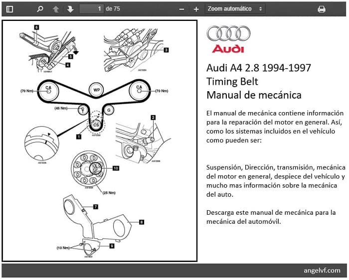 Manual de mecánica Audi A4 2.8L 1994-1997
