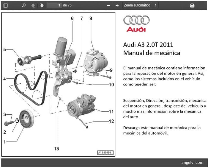 Manual de mecánica automotriz Audi A3 2.0L Turbo 2011