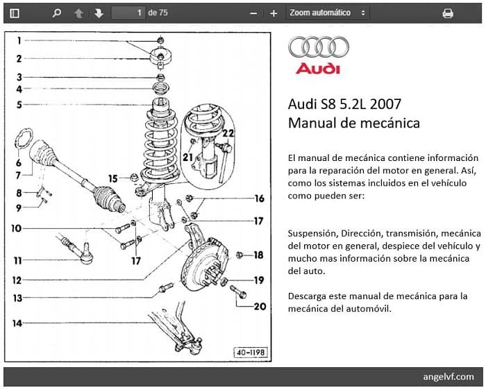 Manual de mecánica Audi S8 5.2L 2007